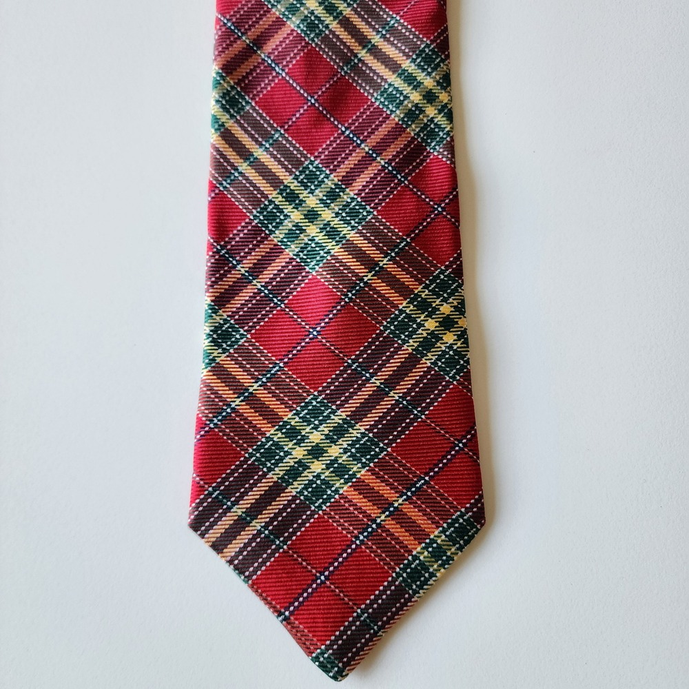 Ted Baker Plaid Necktie Red Silk Tartan Check Holiday Preppy Christmas Designer